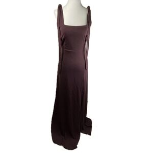 Birdy‎ Grey S Burgundy Sparkle Maxi Dress Non-Adjustable Tie Straps Formal